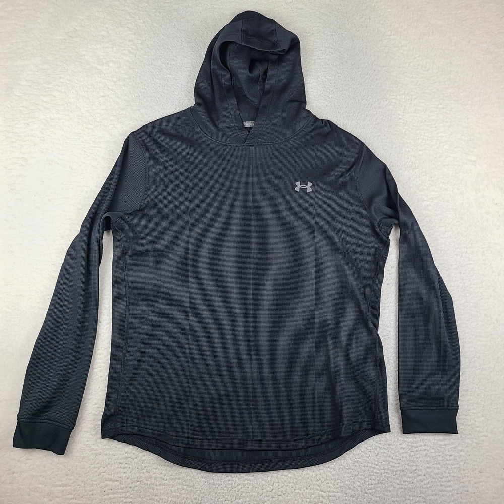 Under Armour Waffle Hoodie Mens XL Black Loose 1302362